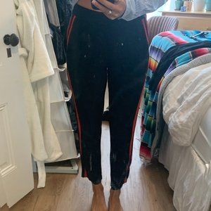 Ro & De black jogger pants w/ red racing stripes (M)